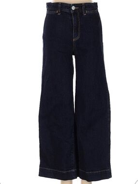 GAP high-rise, wide-leg crop dark blue jean—Size 2